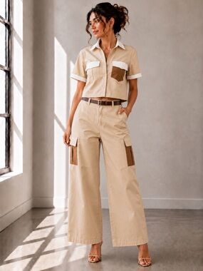 477. Safari Chic Colorblock Two-Piece Set